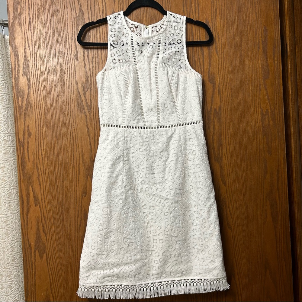 Lilly Pulitzer white crochet, lace, tassel dress Size 2